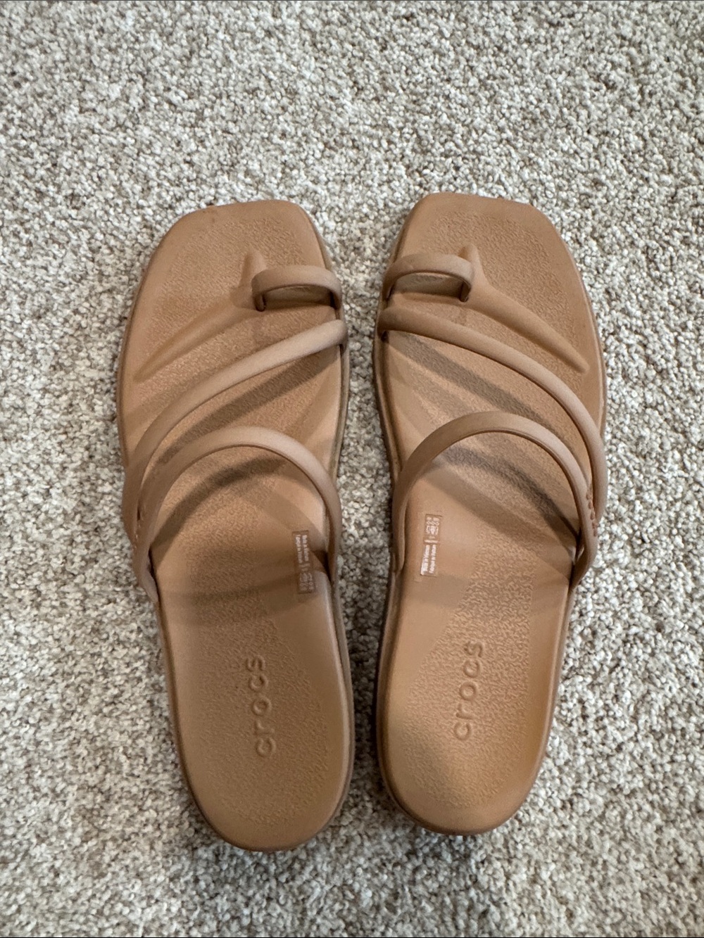 CROCS Women’s Tan Strappy Slide Sandals Size 10